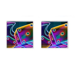 3d Cube Dice Neon Cufflinks (square) by Sapixe