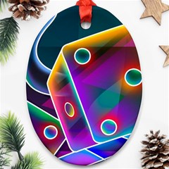 3d Cube Dice Neon Oval Ornament (two Sides) by Sapixe