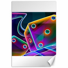 3d Cube Dice Neon Canvas 20  X 30   by Sapixe