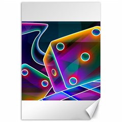 3d Cube Dice Neon Canvas 24  X 36  by Sapixe