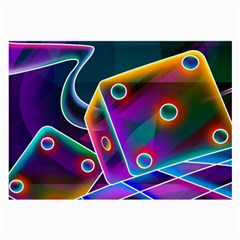 3d Cube Dice Neon Large Glasses Cloth (2-side) by Sapixe