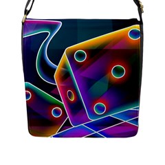 3d Cube Dice Neon Flap Messenger Bag (l)  by Sapixe