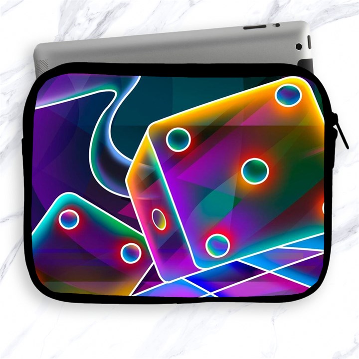 3d Cube Dice Neon Apple iPad 2/3/4 Zipper Cases