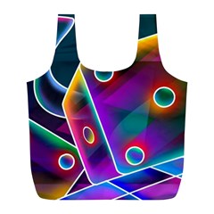 3d Cube Dice Neon Full Print Recycle Bags (l)  by Sapixe