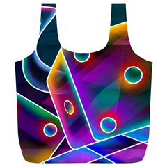 3d Cube Dice Neon Full Print Recycle Bags (l)  by Sapixe