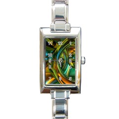 3d Transparent Glass Shapes Mixture Of Dark Yellow Green Glass Mixture Artistic Glassworks Rectangle Italian Charm Watch by Sapixe