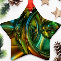 3d Transparent Glass Shapes Mixture Of Dark Yellow Green Glass Mixture Artistic Glassworks Ornament (star) by Sapixe