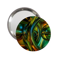 3d Transparent Glass Shapes Mixture Of Dark Yellow Green Glass Mixture Artistic Glassworks 2 25  Handbag Mirrors by Sapixe