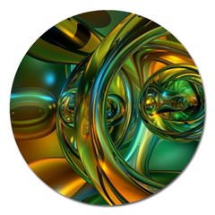 3d Transparent Glass Shapes Mixture Of Dark Yellow Green Glass Mixture Artistic Glassworks Magnet 5  (round) by Sapixe