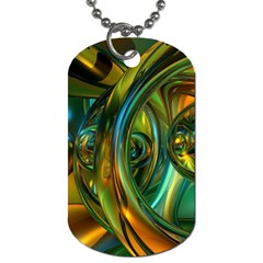 3d Transparent Glass Shapes Mixture Of Dark Yellow Green Glass Mixture Artistic Glassworks Dog Tag (one Side) by Sapixe