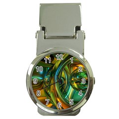 3d Transparent Glass Shapes Mixture Of Dark Yellow Green Glass Mixture Artistic Glassworks Money Clip Watches by Sapixe