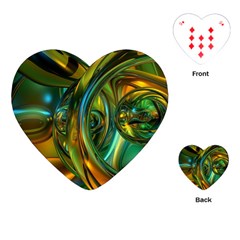 3d Transparent Glass Shapes Mixture Of Dark Yellow Green Glass Mixture Artistic Glassworks Playing Cards (heart)  by Sapixe