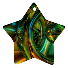 3d Transparent Glass Shapes Mixture Of Dark Yellow Green Glass Mixture Artistic Glassworks Star Ornament (two Sides) by Sapixe