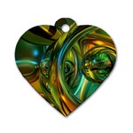 3d Transparent Glass Shapes Mixture Of Dark Yellow Green Glass Mixture Artistic Glassworks Dog Tag Heart (Two Sides) Front