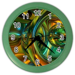 3d Transparent Glass Shapes Mixture Of Dark Yellow Green Glass Mixture Artistic Glassworks Color Wall Clocks by Sapixe