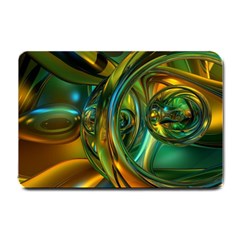 3d Transparent Glass Shapes Mixture Of Dark Yellow Green Glass Mixture Artistic Glassworks Small Doormat  by Sapixe