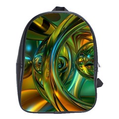 3d Transparent Glass Shapes Mixture Of Dark Yellow Green Glass Mixture Artistic Glassworks School Bag (large) by Sapixe