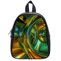 3d Transparent Glass Shapes Mixture Of Dark Yellow Green Glass Mixture Artistic Glassworks School Bag (small) by Sapixe