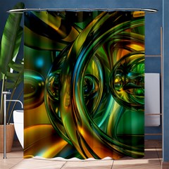 3d Transparent Glass Shapes Mixture Of Dark Yellow Green Glass Mixture Artistic Glassworks Shower Curtain 60  X 72  (medium)  by Sapixe