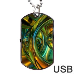 3d Transparent Glass Shapes Mixture Of Dark Yellow Green Glass Mixture Artistic Glassworks Dog Tag Usb Flash (one Side) by Sapixe