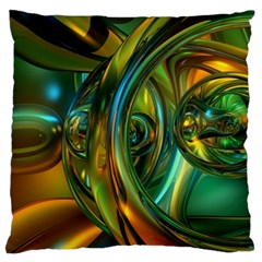 3d Transparent Glass Shapes Mixture Of Dark Yellow Green Glass Mixture Artistic Glassworks Large Cushion Case (two Sides) by Sapixe