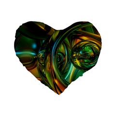 3d Transparent Glass Shapes Mixture Of Dark Yellow Green Glass Mixture Artistic Glassworks Standard 16  Premium Heart Shape Cushions by Sapixe