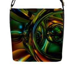 3d Transparent Glass Shapes Mixture Of Dark Yellow Green Glass Mixture Artistic Glassworks Flap Messenger Bag (l)  by Sapixe