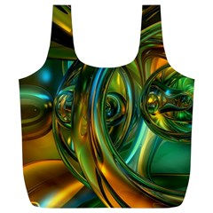 3d Transparent Glass Shapes Mixture Of Dark Yellow Green Glass Mixture Artistic Glassworks Full Print Recycle Bags (l)  by Sapixe