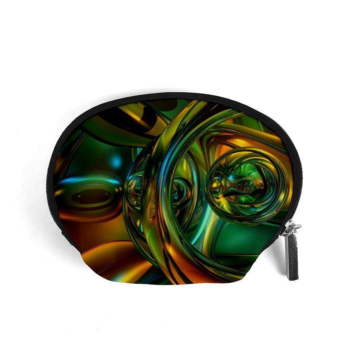 3d Transparent Glass Shapes Mixture Of Dark Yellow Green Glass Mixture Artistic Glassworks Accessory Pouches (Small) 