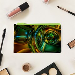 3d Transparent Glass Shapes Mixture Of Dark Yellow Green Glass Mixture Artistic Glassworks Cosmetic Bag (xs) by Sapixe