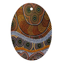 Aboriginal Traditional Pattern Oval Ornament (two Sides)