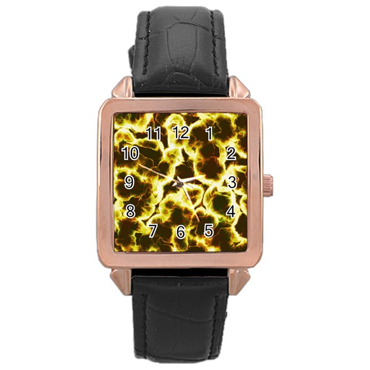 Abstract Pattern Rose Gold Leather Watch 