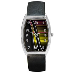 Abstract Multicolor Vectors Flow Lines Graphics Barrel Style Metal Watch