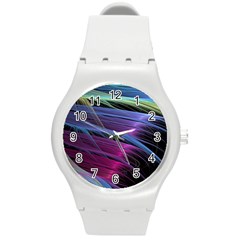 Abstract Satin Round Plastic Sport Watch (m)