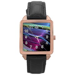 Abstract Satin Rose Gold Leather Watch 