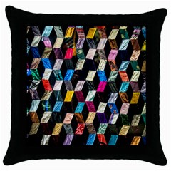 Abstract Multicolor Cubes 3d Quilt Fabric Throw Pillow Case (black) by Sapixe