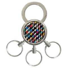 Abstract Multicolor Cubes 3d Quilt Fabric 3-ring Key Chains by Sapixe