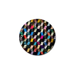 Abstract Multicolor Cubes 3d Quilt Fabric Golf Ball Marker (4 Pack) by Sapixe