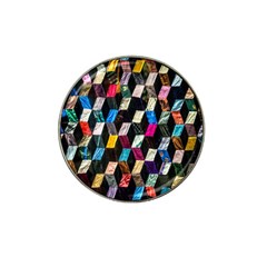 Abstract Multicolor Cubes 3d Quilt Fabric Hat Clip Ball Marker (4 Pack) by Sapixe