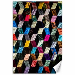 Abstract Multicolor Cubes 3d Quilt Fabric Canvas 12  X 18   by Sapixe