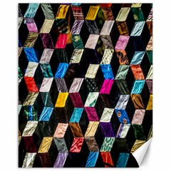 Abstract Multicolor Cubes 3d Quilt Fabric Canvas 16  X 20   by Sapixe