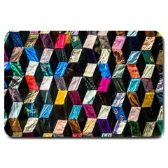 Abstract Multicolor Cubes 3d Quilt Fabric Large Doormat  by Sapixe