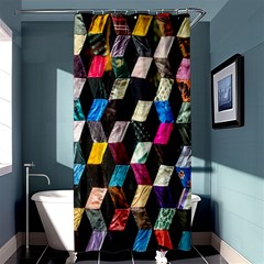 Abstract Multicolor Cubes 3d Quilt Fabric Shower Curtain 36  X 72  (stall)  by Sapixe