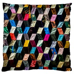 Abstract Multicolor Cubes 3d Quilt Fabric Large Cushion Case (two Sides) by Sapixe