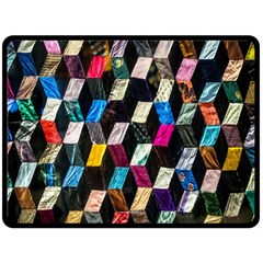 Abstract Multicolor Cubes 3d Quilt Fabric Double Sided Fleece Blanket (large) 