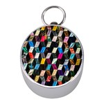 Abstract Multicolor Cubes 3d Quilt Fabric Mini Silver Compasses Front