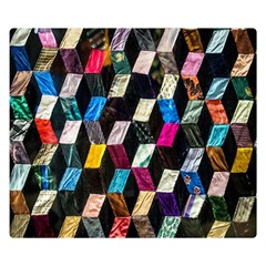 Abstract Multicolor Cubes 3d Quilt Fabric Double Sided Flano Blanket (small)  by Sapixe