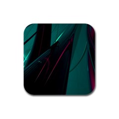 Abstract Green Purple Rubber Square Coaster (4 Pack)  by Sapixe