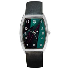 Abstract Green Purple Barrel Style Metal Watch by Sapixe