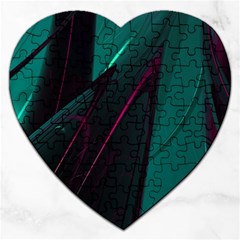 Abstract Green Purple Jigsaw Puzzle (heart)